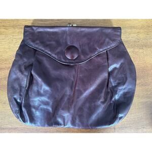 Vintage Y2K Hobo International Chocolate Brown Leather Foldover Clutch